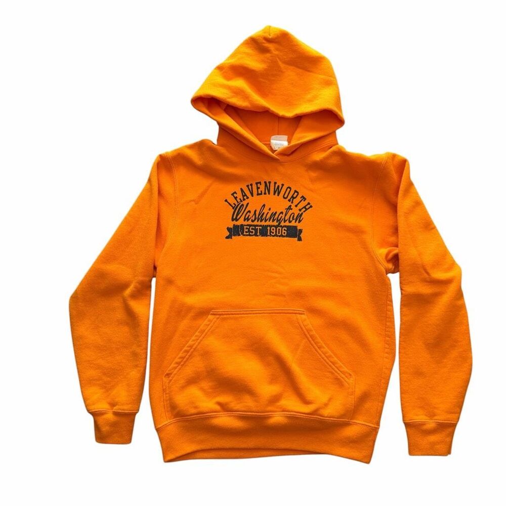 Port & Company Orange Leavenworth Washington Soft Long Sleeves Hoodie Cotton Ble